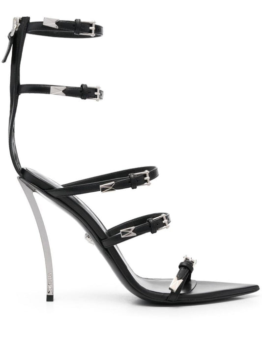Black Pin-point 120 Leather Sandals