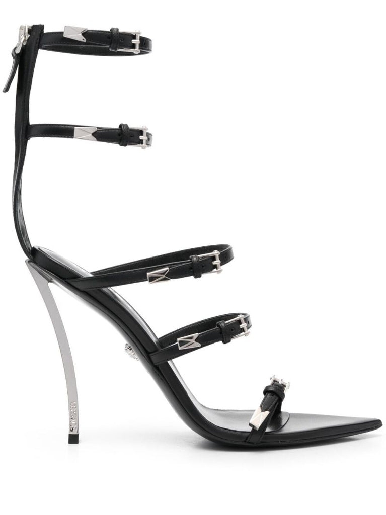 Black Pin-point 120 Leather Sandals