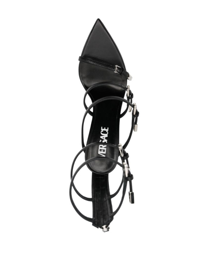 Black Pin-point 120 Leather Sandals