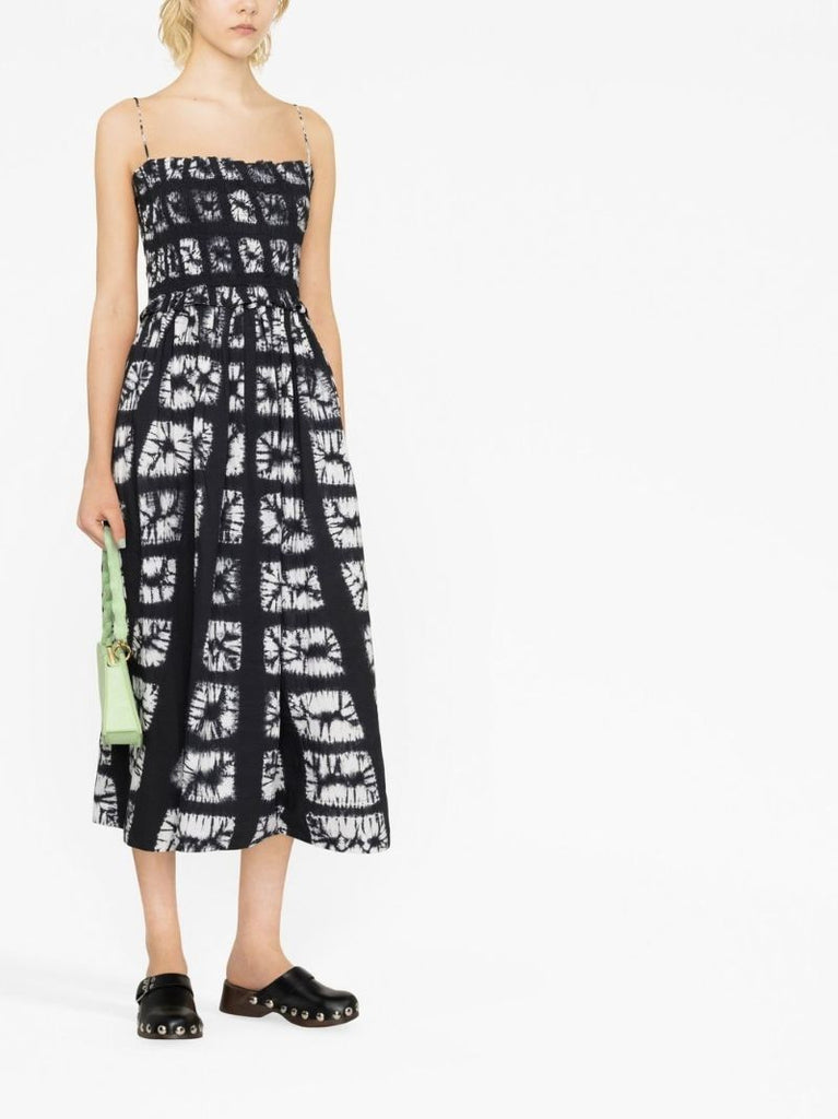 Black Akshara Printed Midi Dress