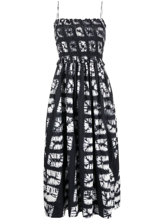 Black Akshara Printed Midi Dress