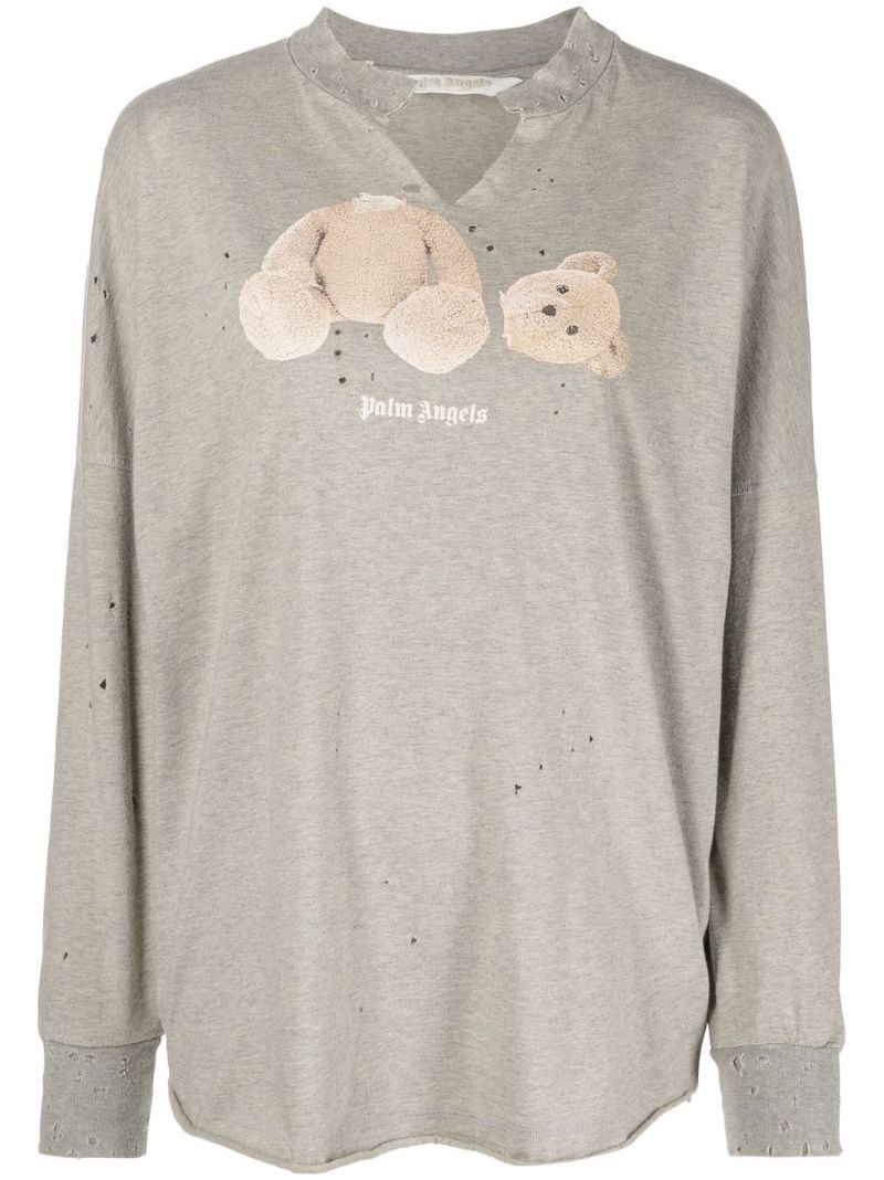 Grey Teddy Bear Print Sweatshirt