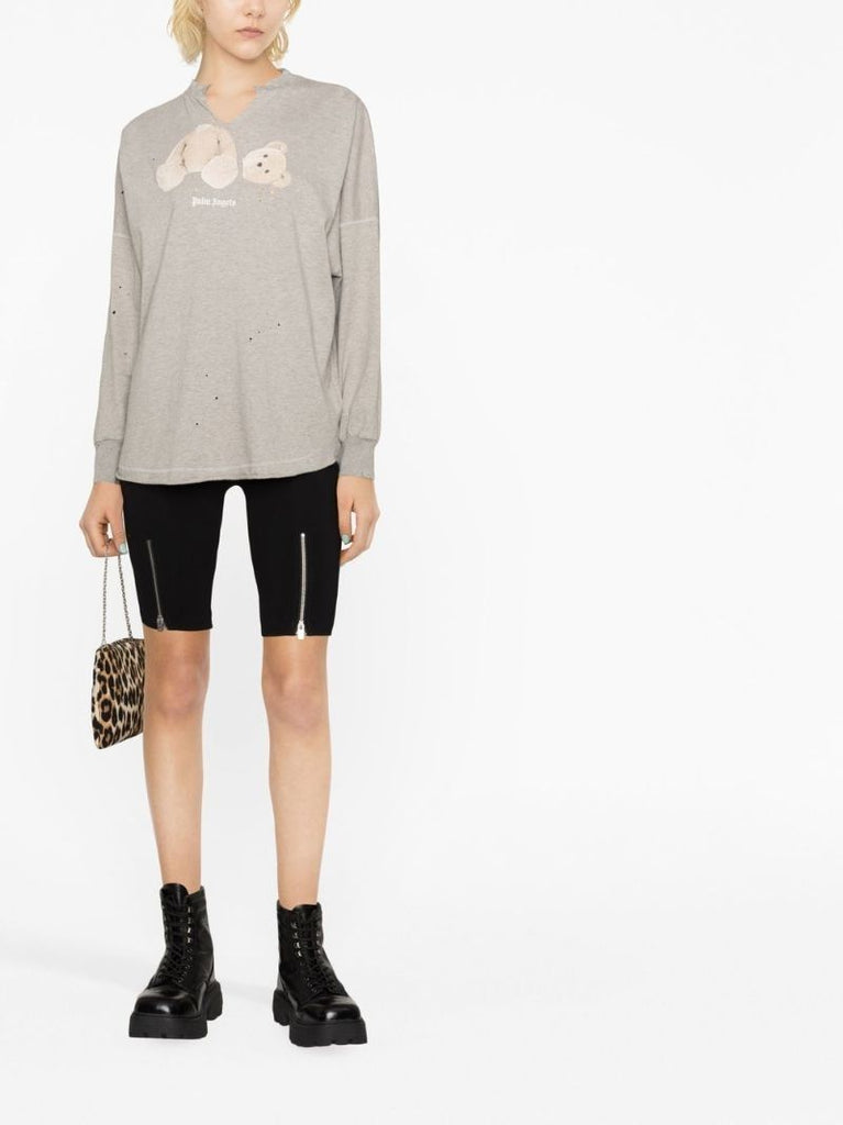Grey Teddy Bear Print Sweatshirt