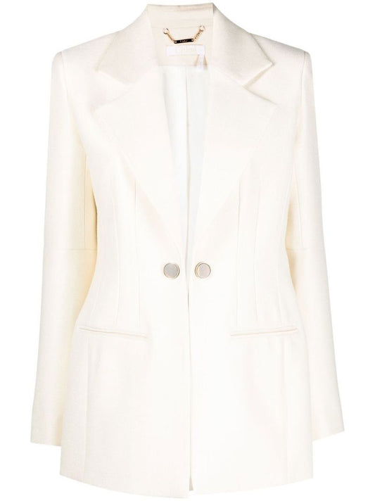Neutral Double-breasted Tuxedo Jacket