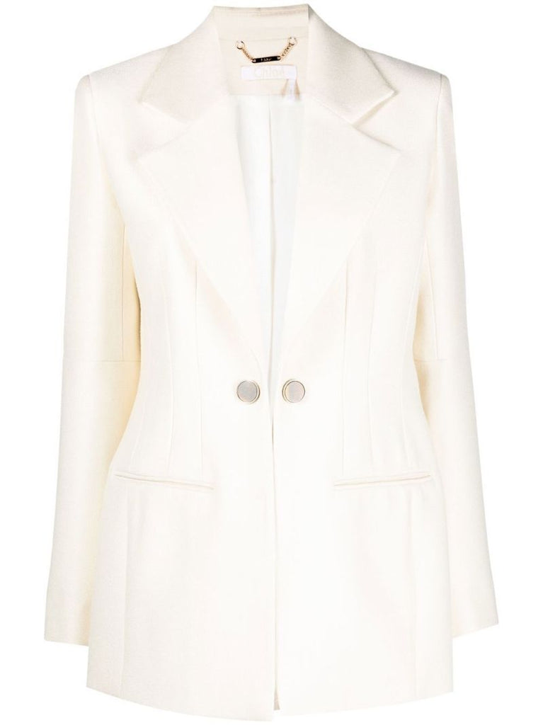 Neutral Double-breasted Tuxedo Jacket