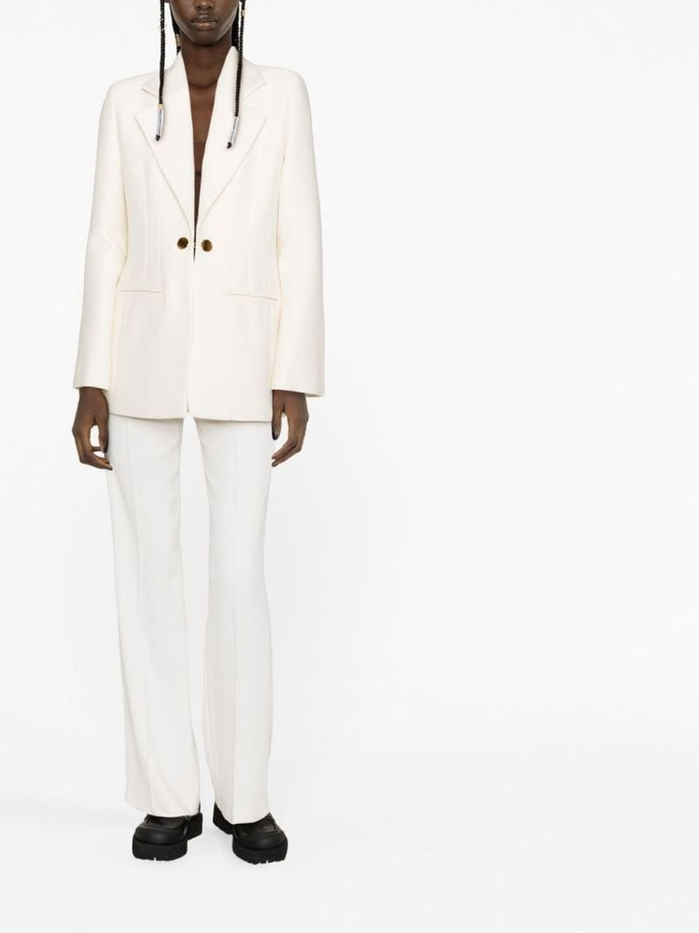 Neutral Double-breasted Tuxedo Jacket