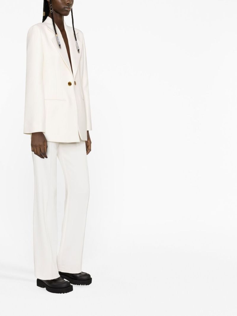 Neutral Double-breasted Tuxedo Jacket