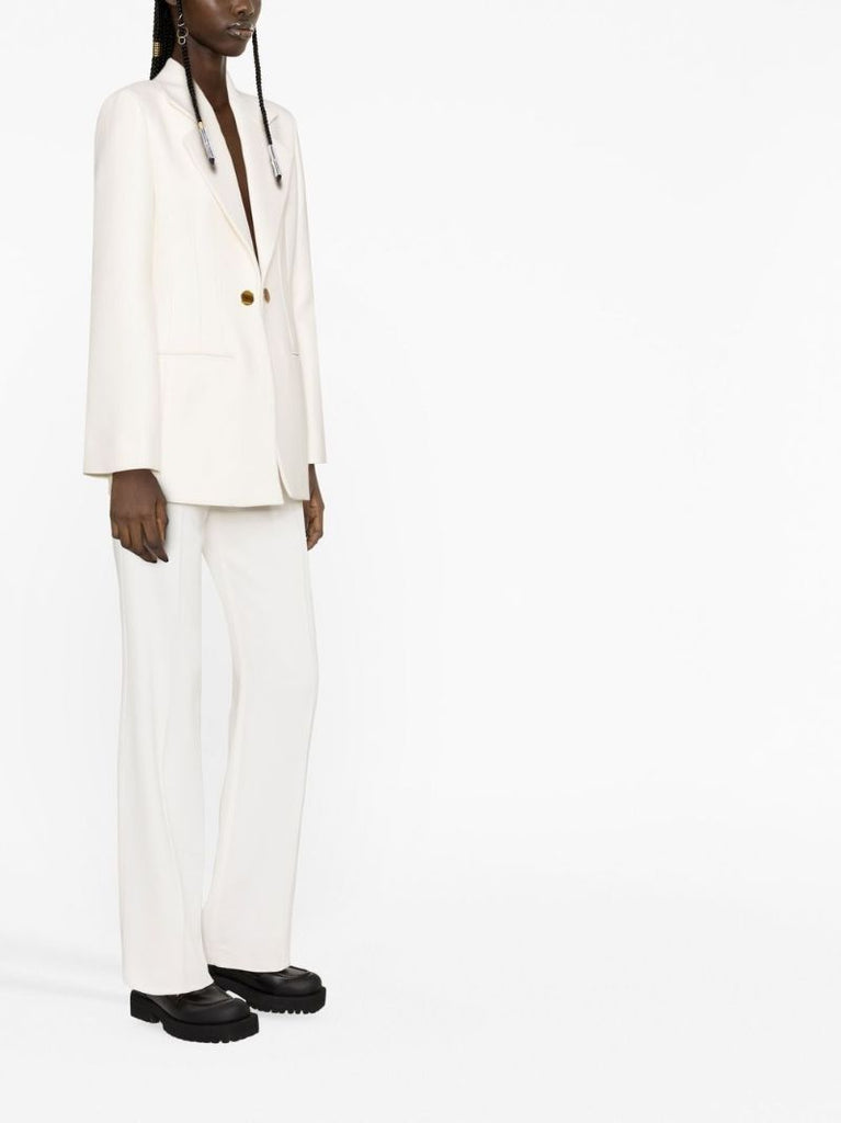 Neutral Double-breasted Tuxedo Jacket