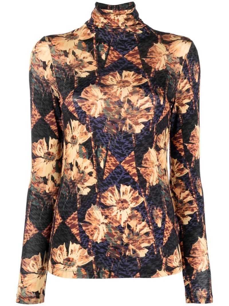 Orange Aurelia Floral Print Top