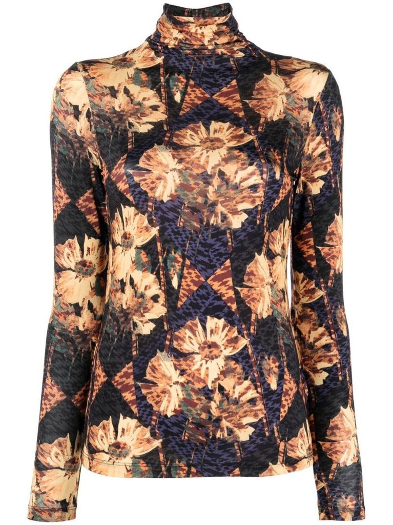 Orange Aurelia Floral Print Top