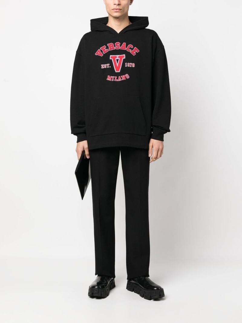 Black Logo Print Cotton Hoodie