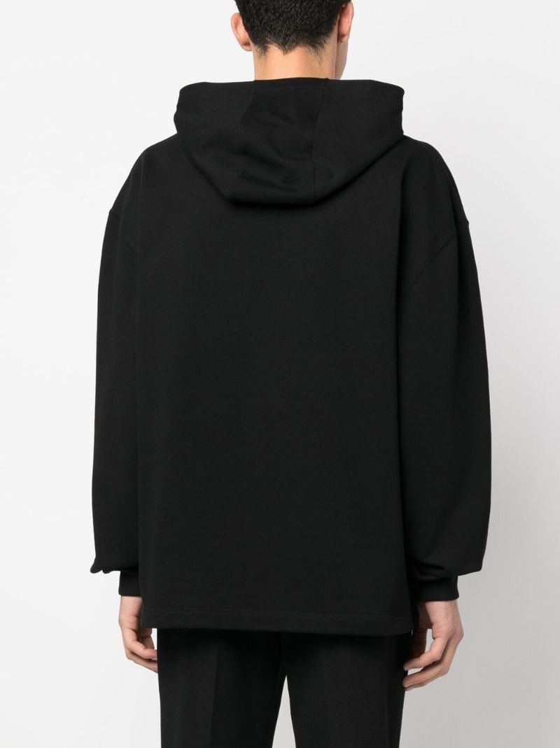 Black Logo Print Cotton Hoodie