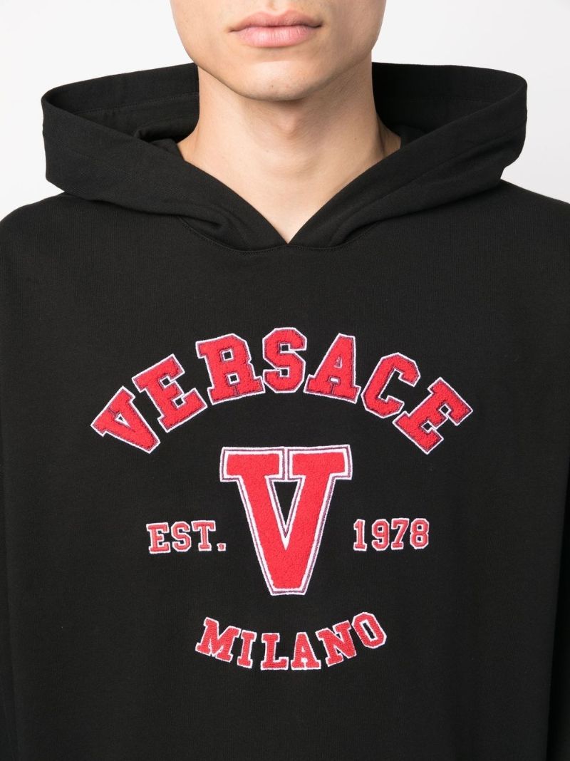 Black Logo Print Cotton Hoodie