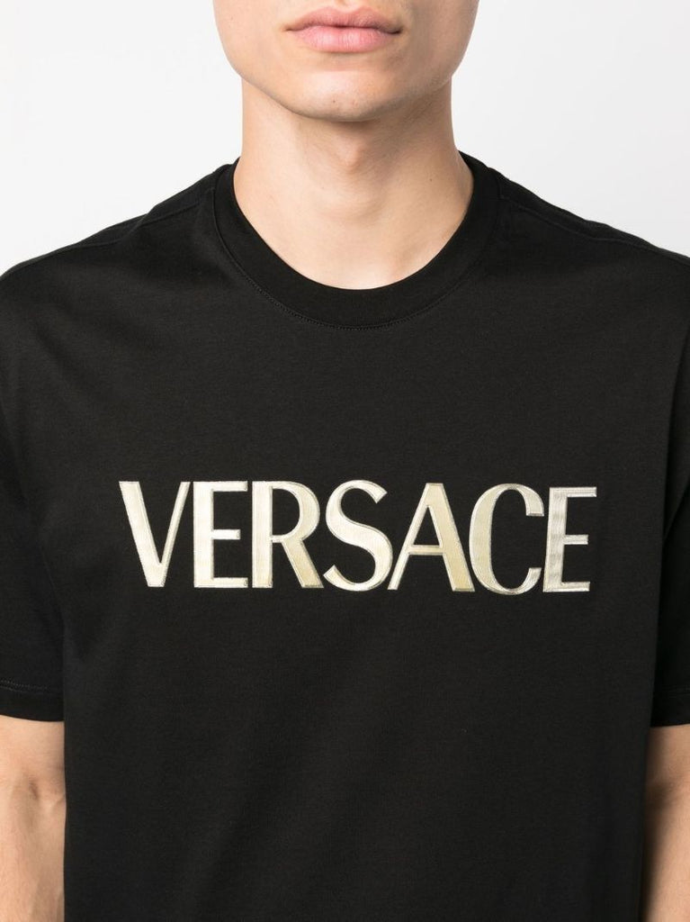 Black Logo Print Cotton T-shirt