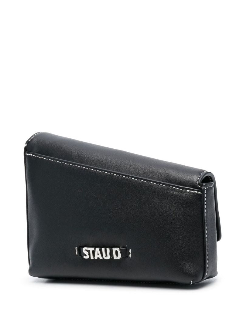 Black Acute Leather Cross Body Bag