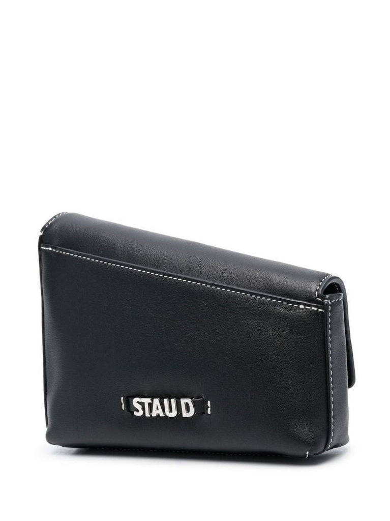 Black Acute Leather Cross Body Bag