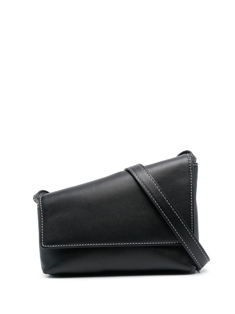 Black Acute Leather Cross Body Bag