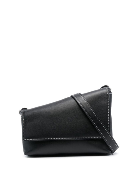 Black Acute Leather Cross Body Bag