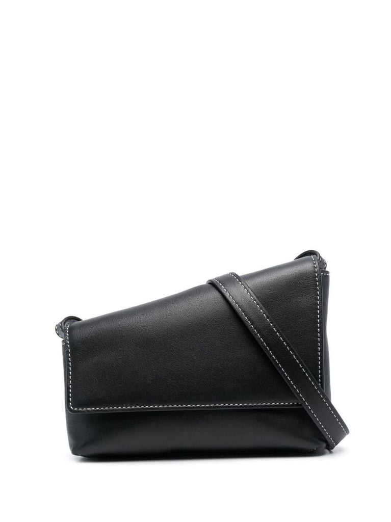 Black Acute Leather Cross Body Bag
