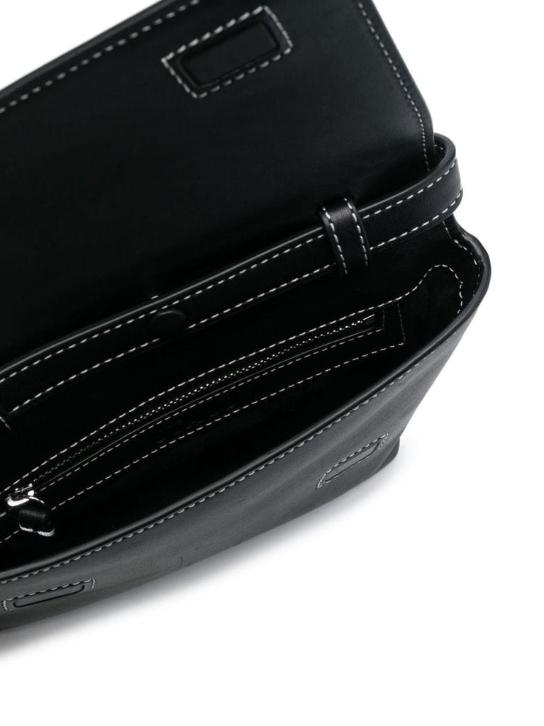 Black Acute Leather Cross Body Bag