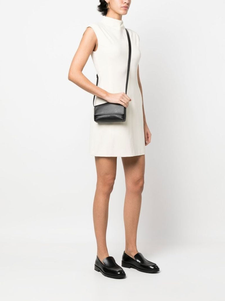 Black Acute Leather Cross Body Bag