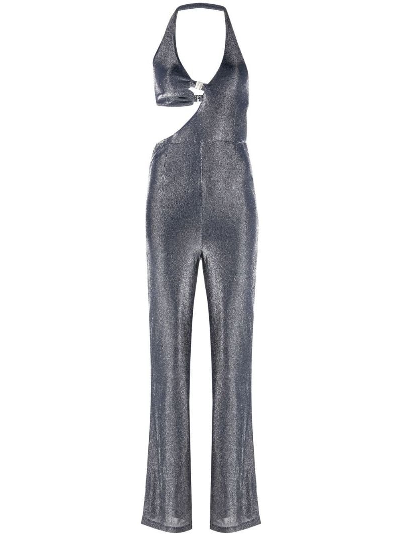 Silver Cut-out Halterneck Jumpsuit