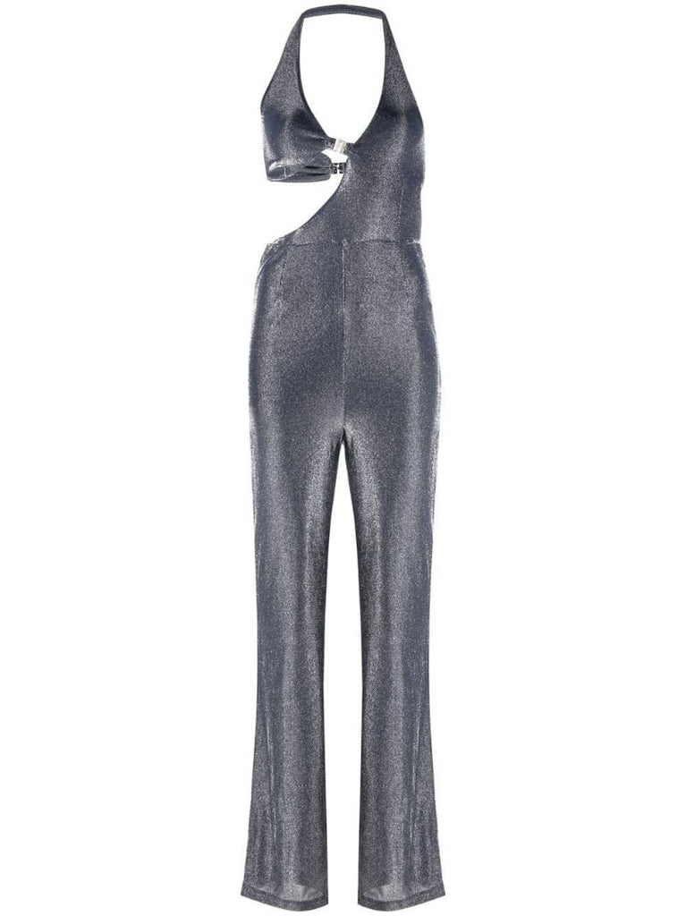 Silver Cut-out Halterneck Jumpsuit