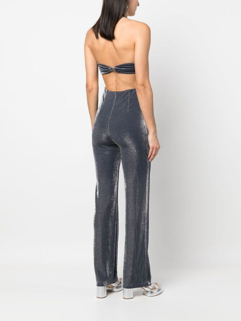 Silver Cut-out Halterneck Jumpsuit