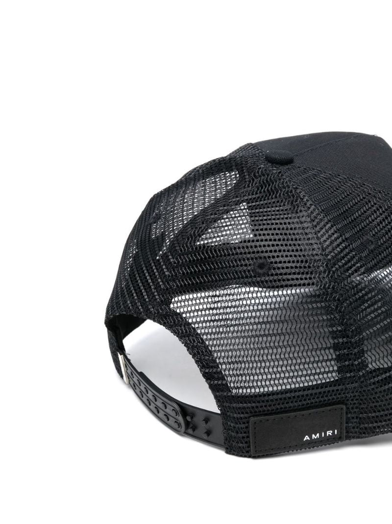 Black Three Star Cotton Trucker Hat