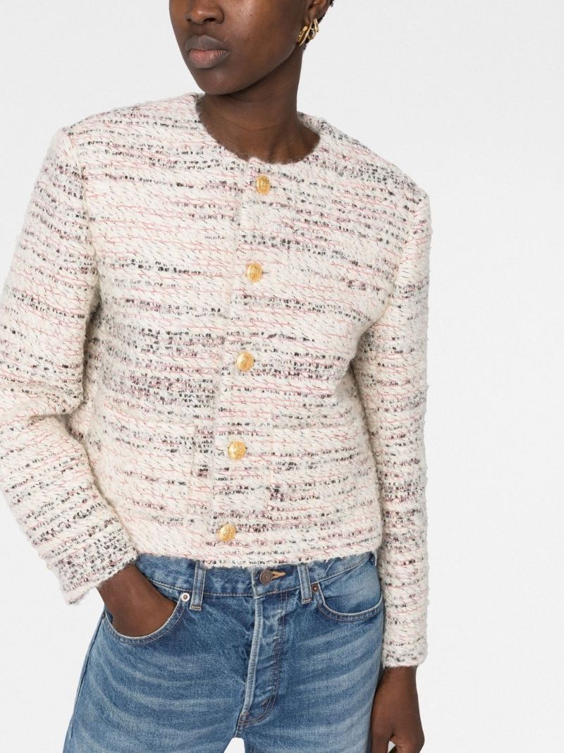 Neutral Cropped Tweed Jacket