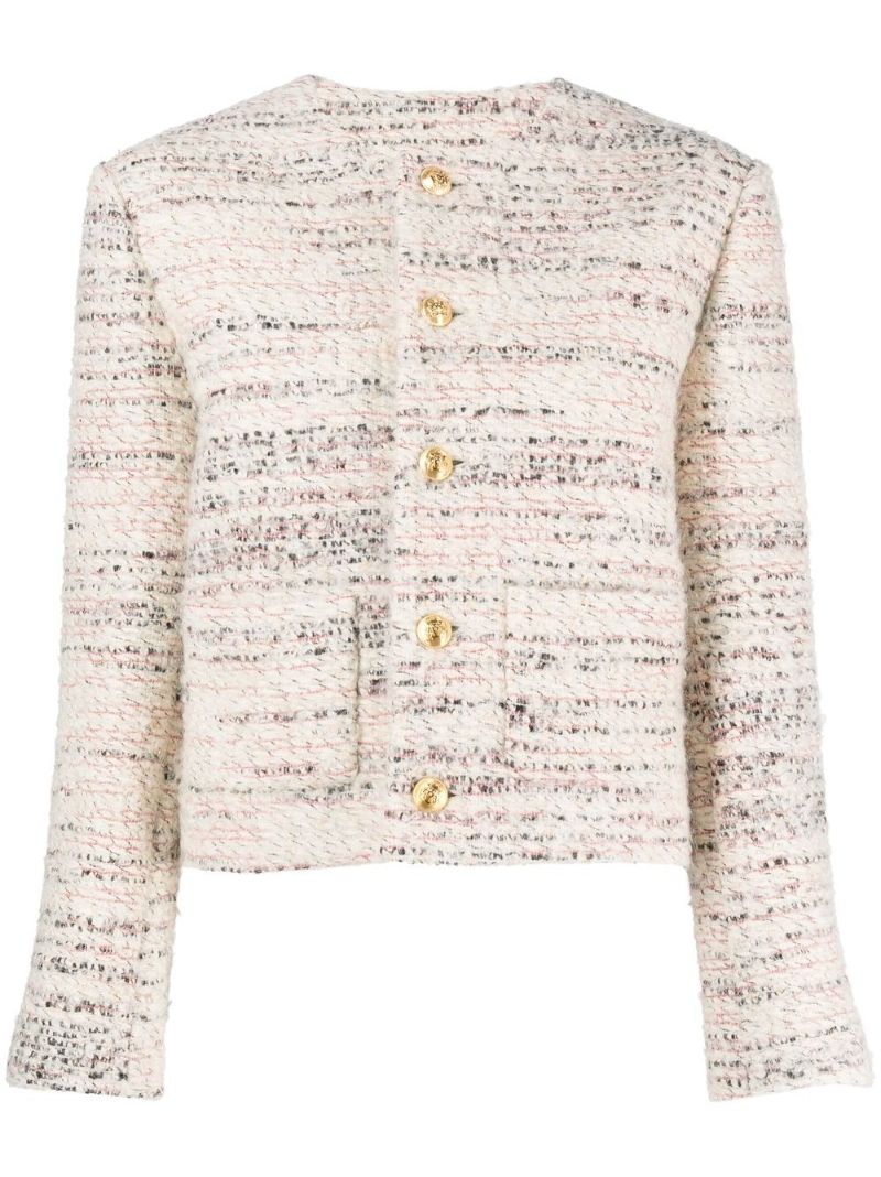 Neutral Cropped Tweed Jacket