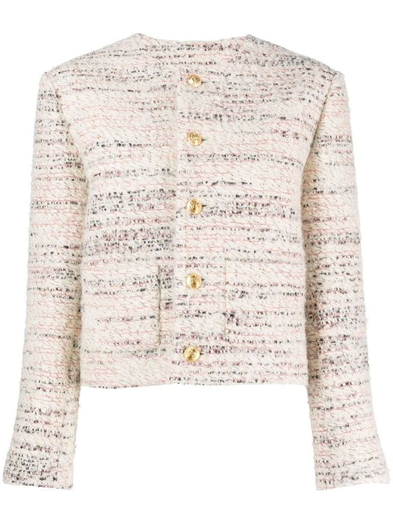 Neutral Cropped Tweed Jacket