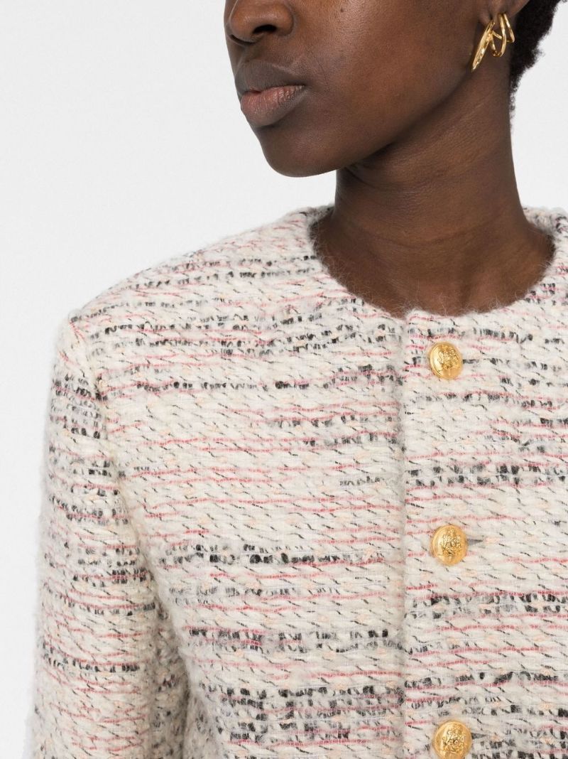 Neutral Cropped Tweed Jacket