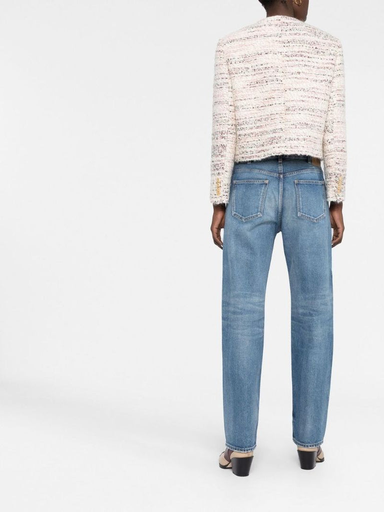 Neutral Cropped Tweed Jacket