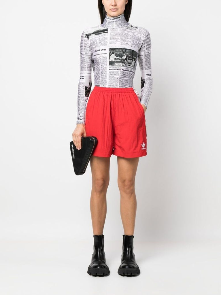 X Adidas Red Logo Print Track Shorts