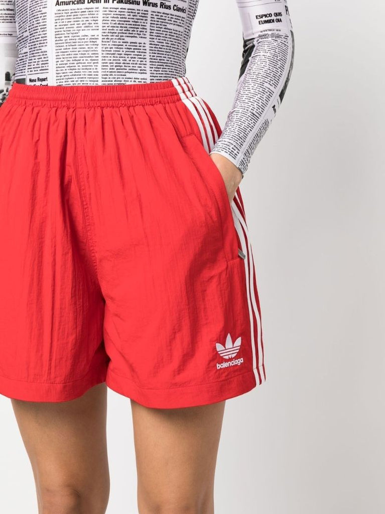X Adidas Red Logo Print Track Shorts