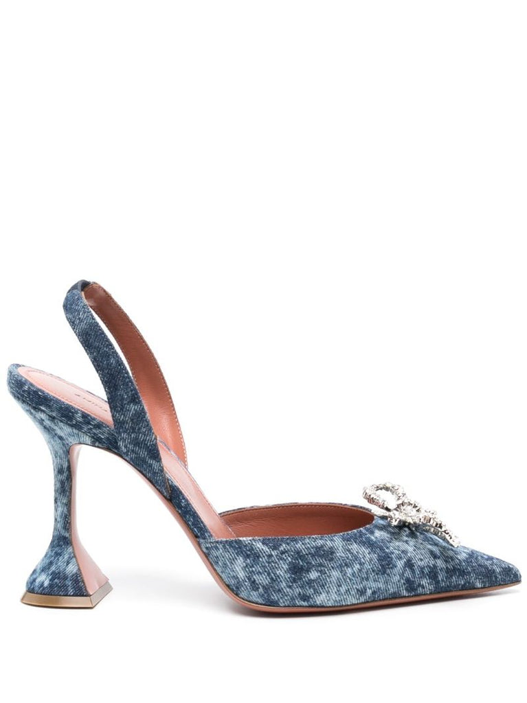 Blue Rosie 95 Crystal Slingback Pumps