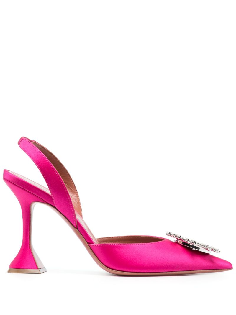 Pink Begum 95 Crystal Slingback Pumps