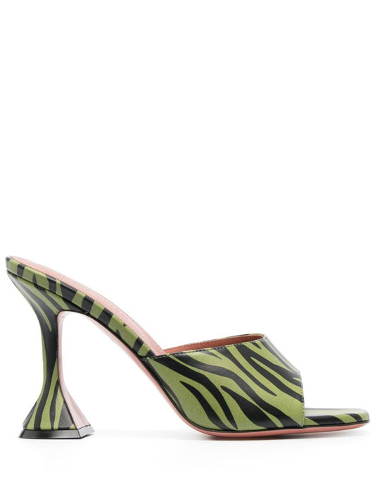 Green Lupita 95 Zebra-print Mules