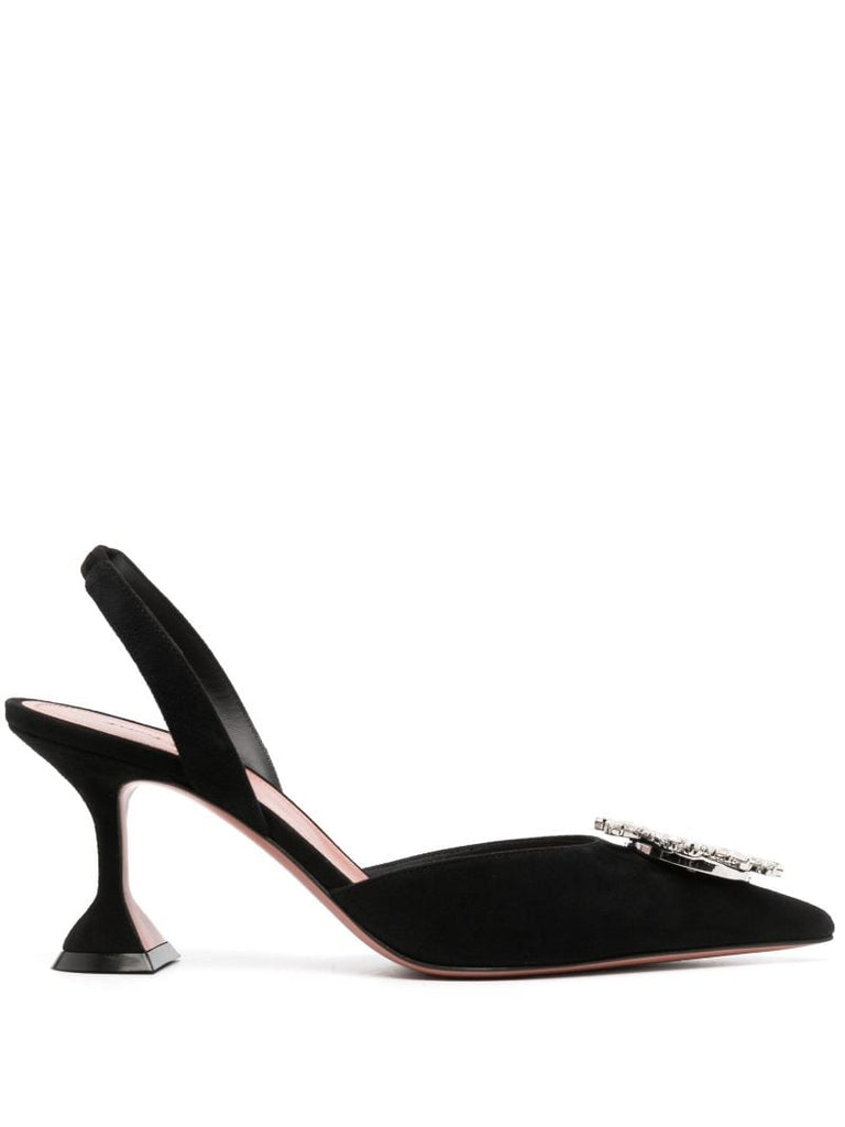 Black Begum 70 Crystal Slingback Pumps