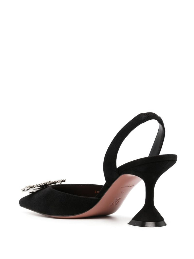 Black Begum 70 Crystal Slingback Pumps