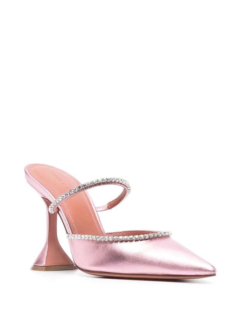 Pink Gilda 95 Pointed-toe Metallic Mules