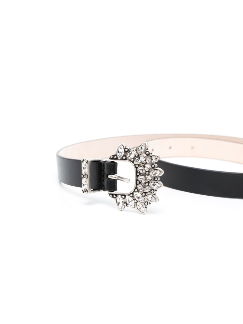 Black Celenia Crystal Leather Belt