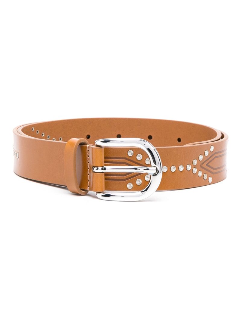 Brown Telly Studded Leather Belt