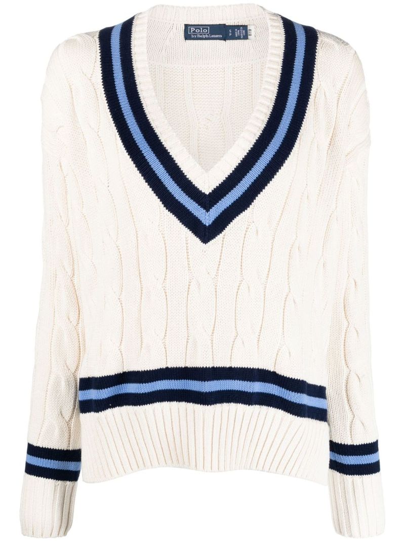 Neutral Cable-knit Cotton Sweater
