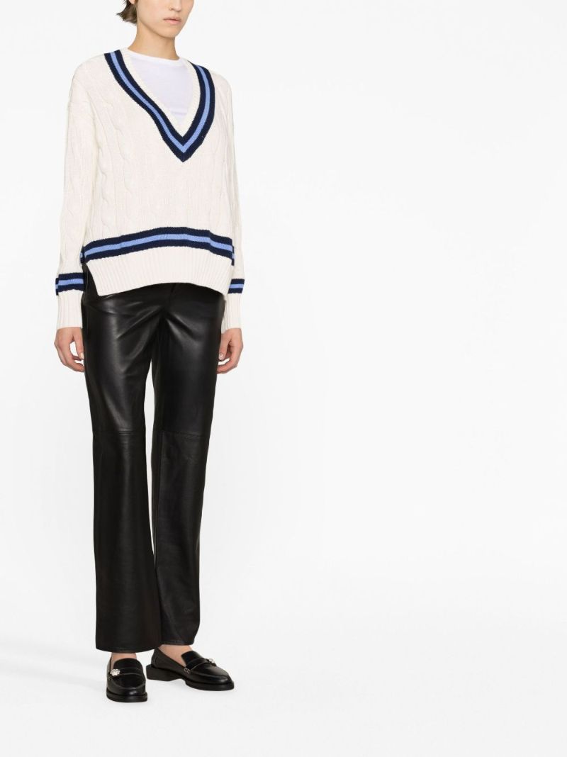 Neutral Cable-knit Cotton Sweater
