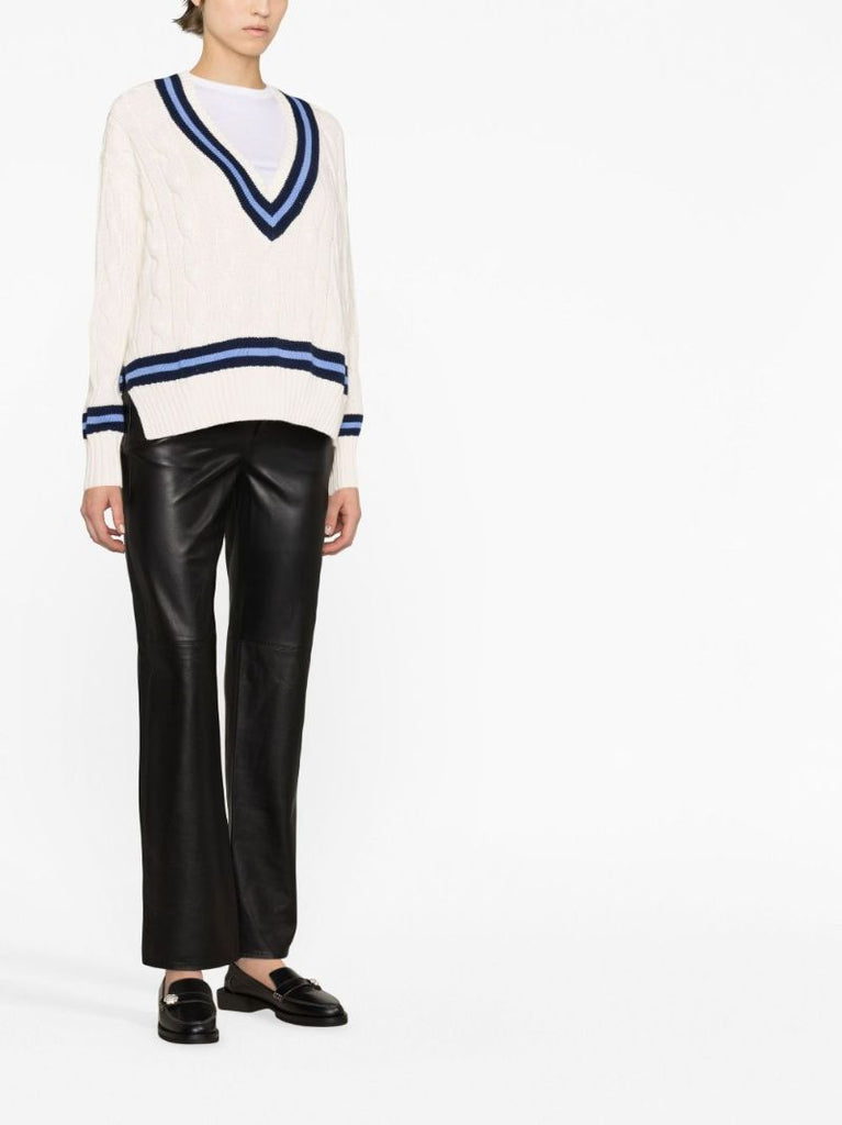 Neutral Cable-knit Cotton Sweater