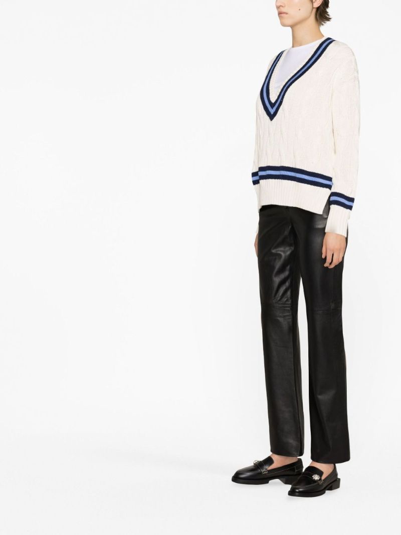 Neutral Cable-knit Cotton Sweater