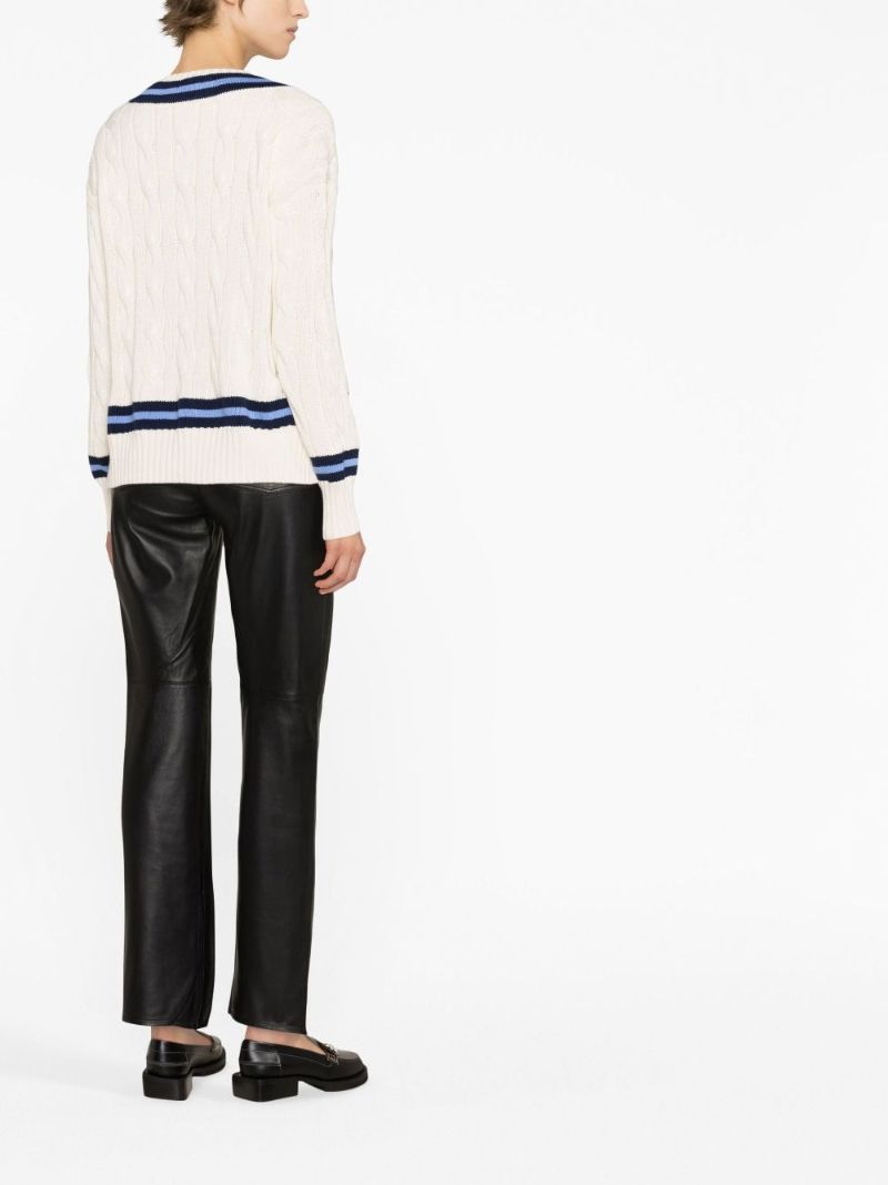 Neutral Cable-knit Cotton Sweater