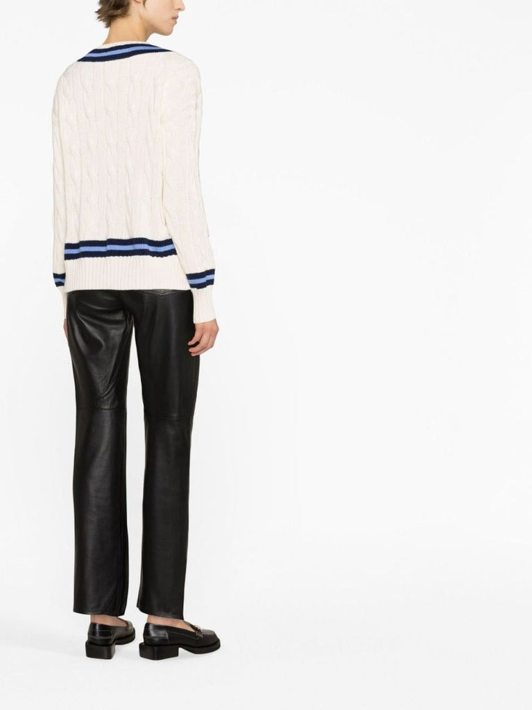 Neutral Cable-knit Cotton Sweater